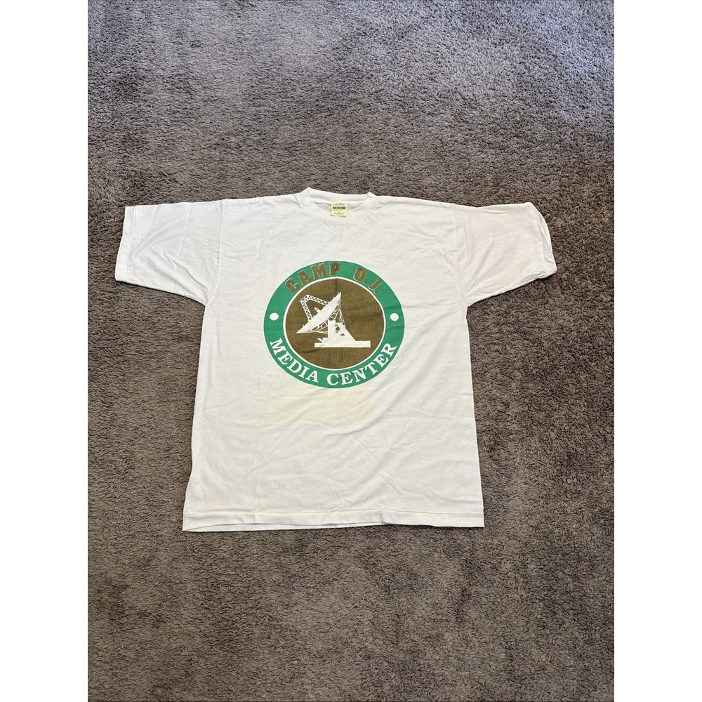 OJ SIMPSON 1996 Media Center CAMP OJ Trial of the Century Satellite T-Shirt XL